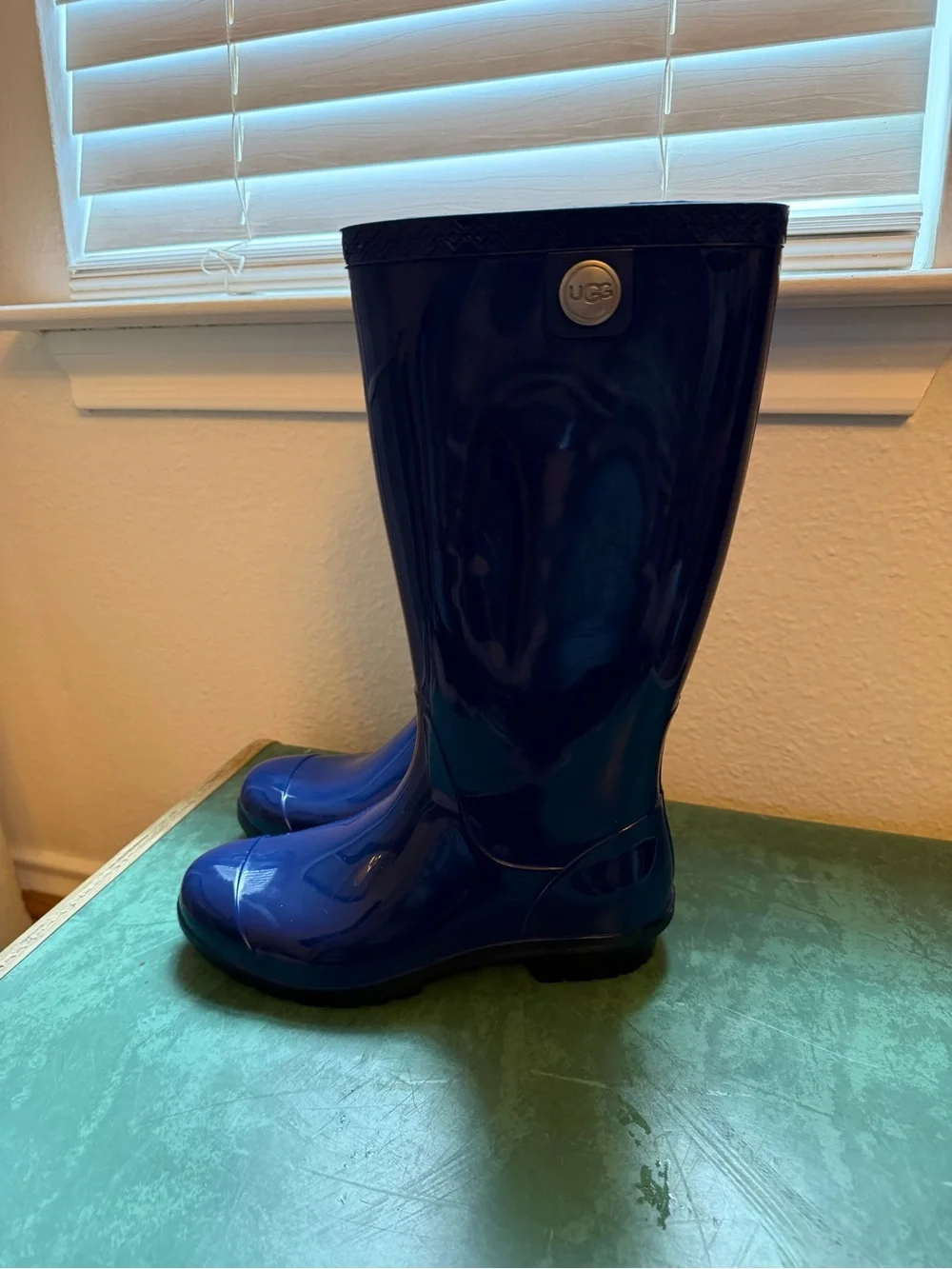 UGG Glossy Blue Rain Boots Size 6